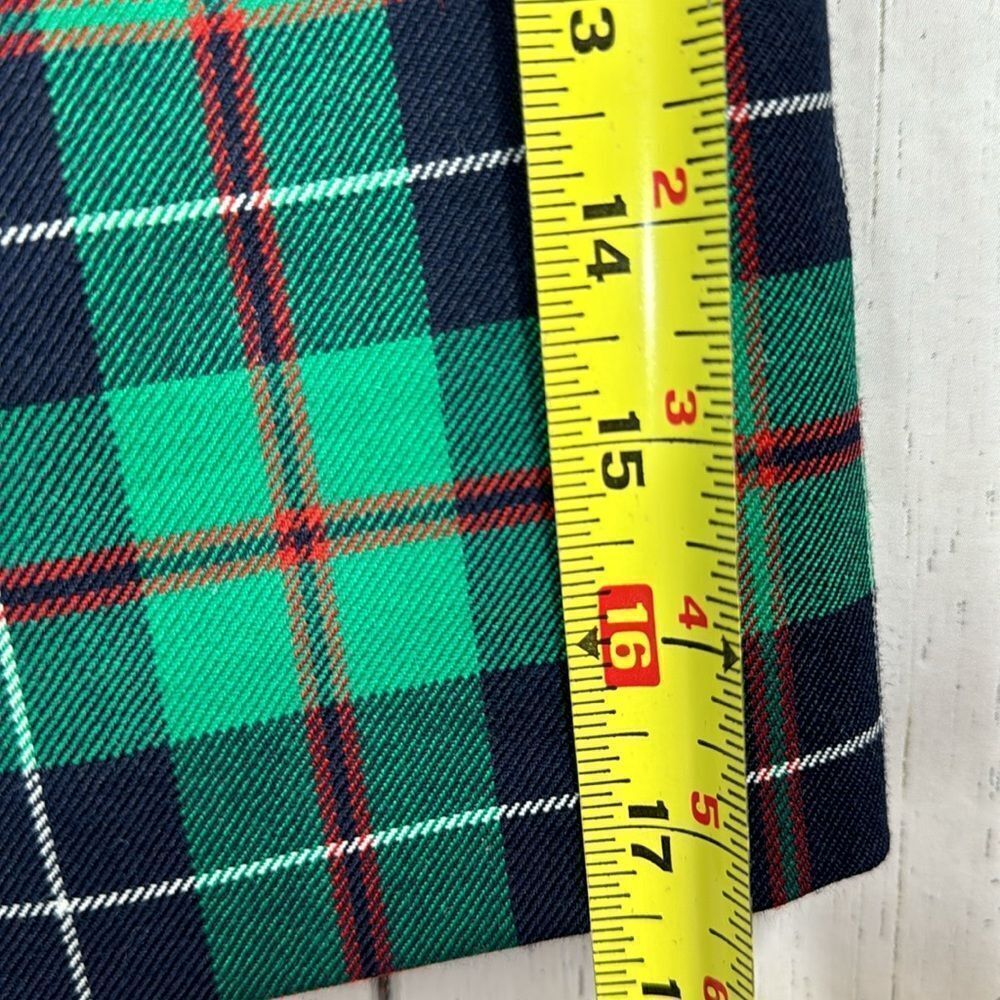 J.Crew Plaid Wool Mini Skirt Green Navy Tartan Preppy Classic 0 Academia Holiday - Picture 12 of 13